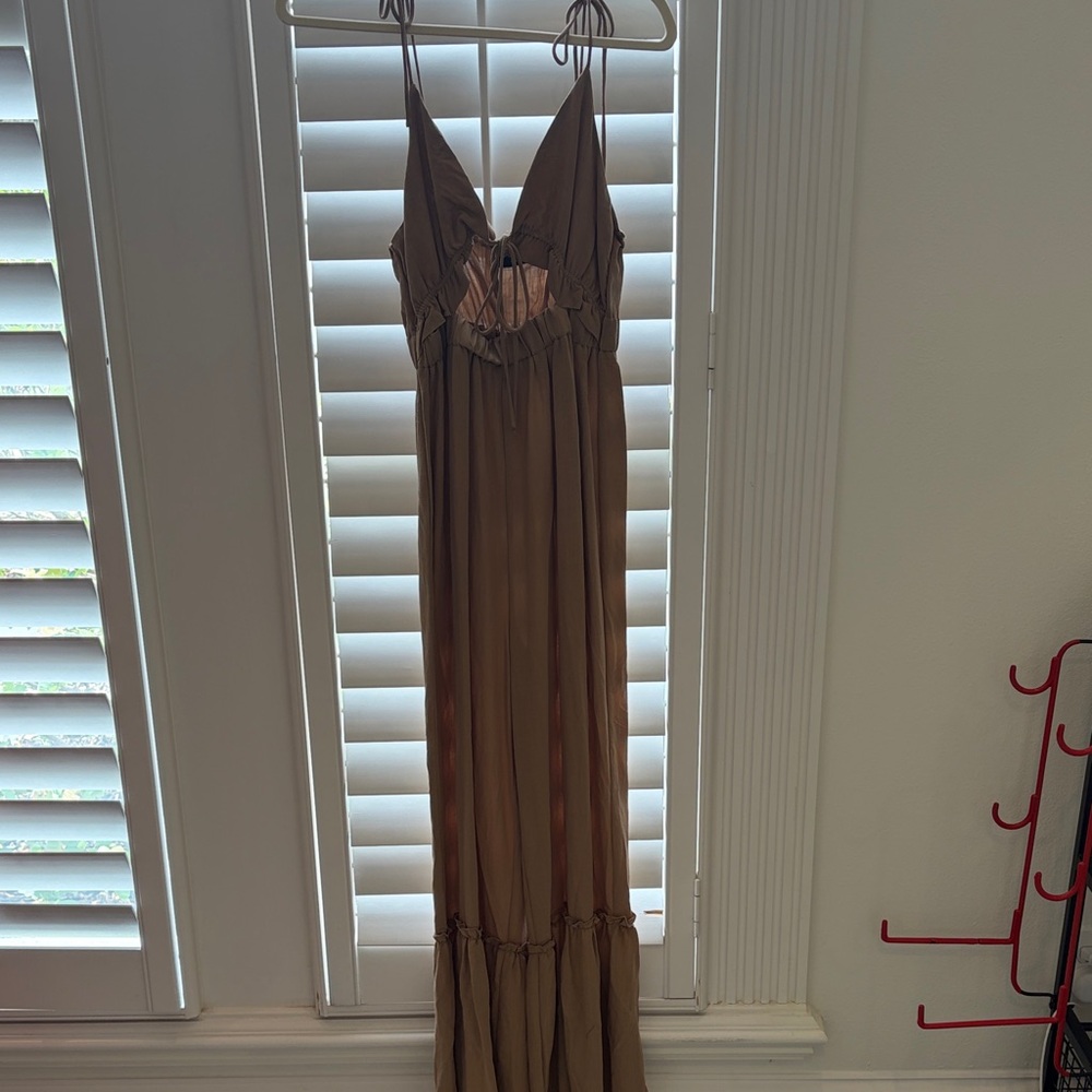 Vici Sleeveless Brown Jumpsuit with Tie Front